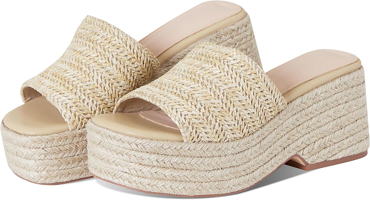 EQAUDES Platform Slip on Espadrille Sandals for Women Wedges Slides Bohemia Sandals Flatform Open Toe Beach Sandals