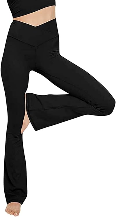 TOPYOGAS Women's Casual Bootleg Yoga Pants V Crossover High Waisted Flare Workout Pants Leggings